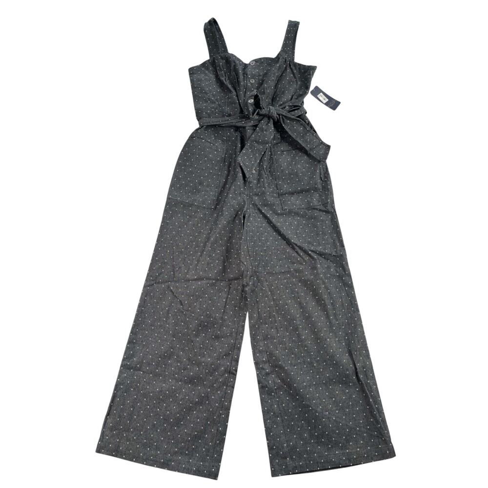 RACHEL Rachel Roy Black Wide-Leg Polka Dot Jumpsuit